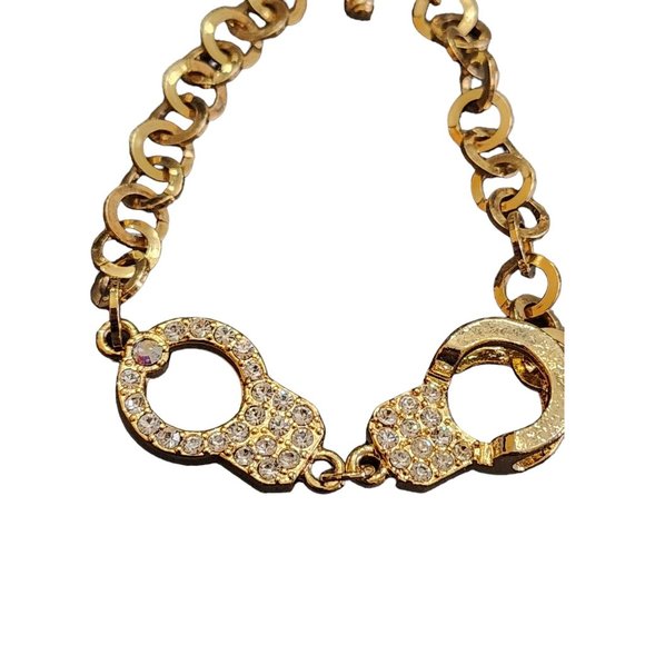 Vintage NOS Rhinestone Handcuff Bracelet (A3602) - Picture 2 of 4